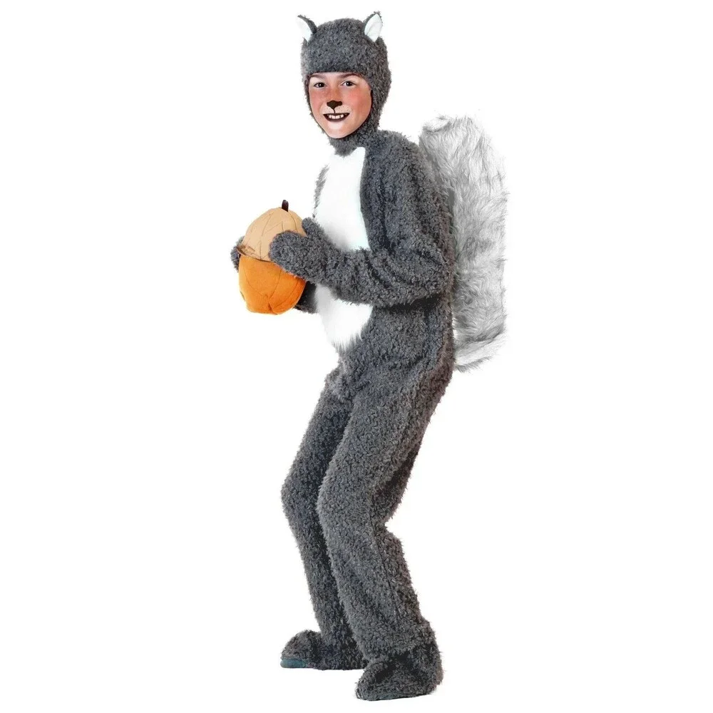Child Squirrel Costume Size Medium Gray White Halloween Animal Jumpsuit